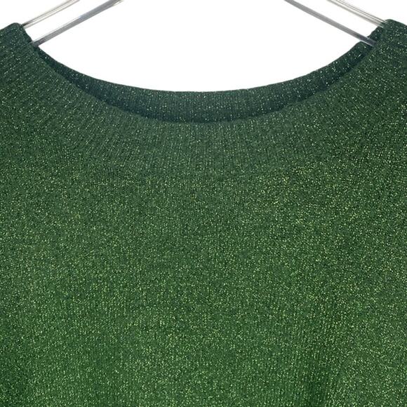 H&M Green Sparkle Crew Neck Long Sleeve Sweater Size Large - Picture 3 of 7